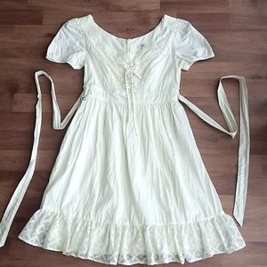 Cream lace and cross tie summery dress
